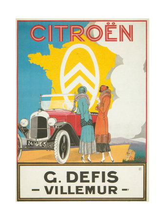 1920s Citroen Advertisement with Two Flappers