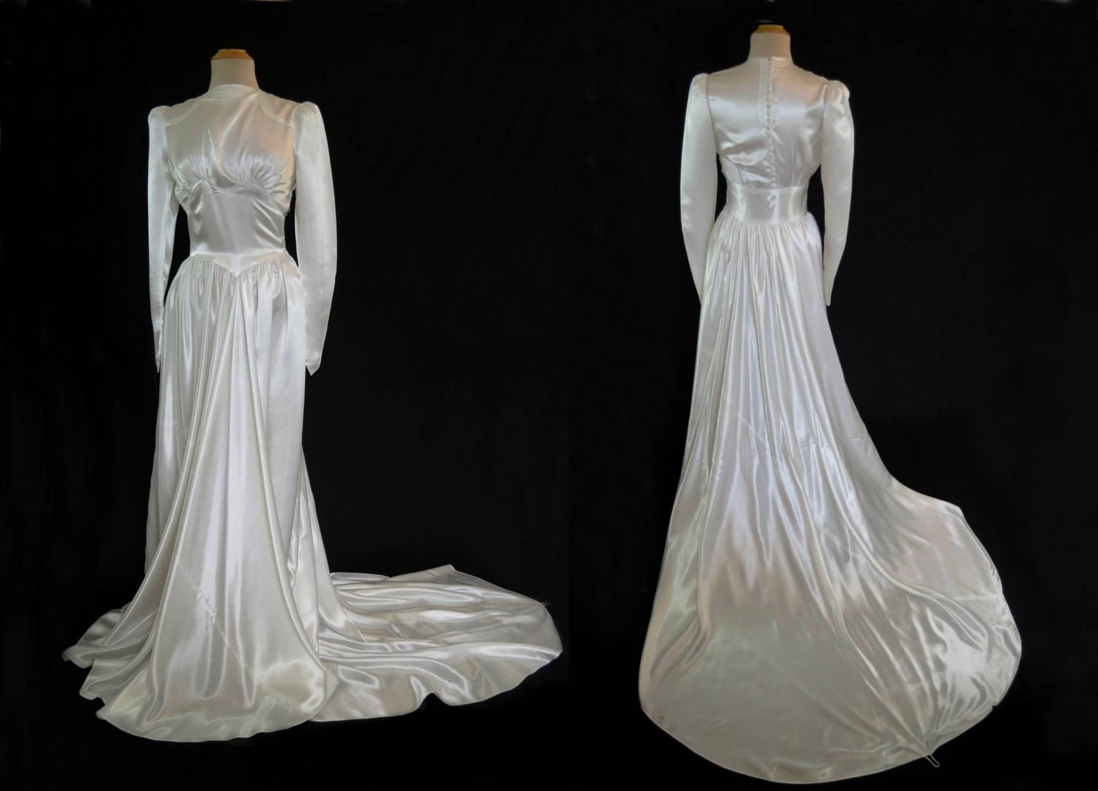 Hollywood glamour Art Deco wedding dress with train