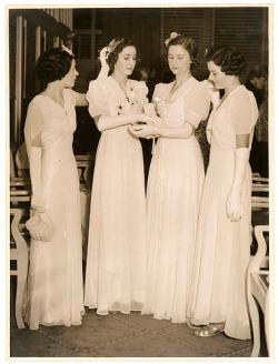 1930s Debutantes in White Long Dresses