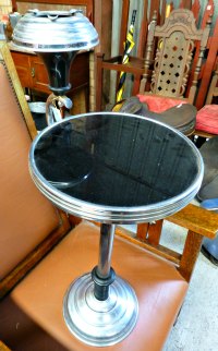 Chrome and Black Glass Ashtray Table