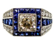 Diamond and Sapphire Art Deco engagement ring. Photo Peter Suchy Jewellers
