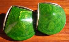 Marbled Green Bakelite Art Deco Earrings