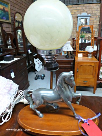 Art Deco Chrome Horse Lamp