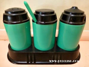 Green and Bakelite Cruet Set