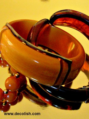 Bakelite Bracelets in Caramel Yellow and Tortoiseshell