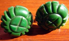 Carved Green Bakelite Screw Back Earrings