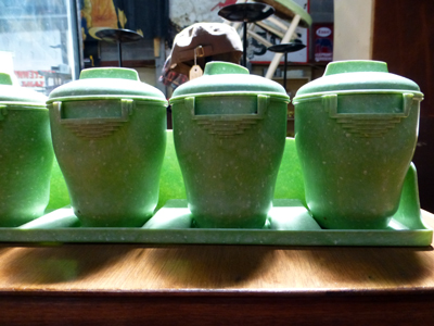 Green Art Deco Canisters