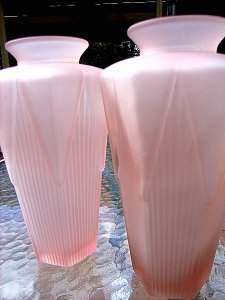 Pink Art Deco Glass Vases