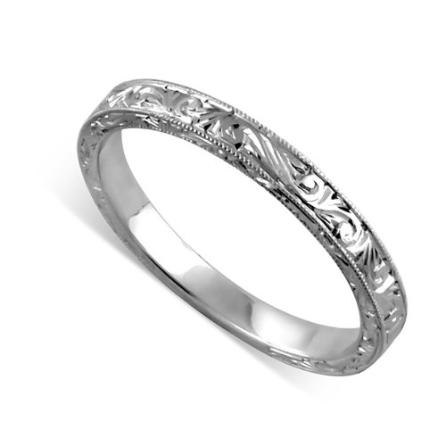 Art Deco White Gold Wedding Band