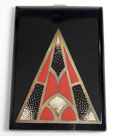 Art Deco Cigarette Case in Black Red and Gold