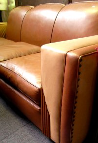 art deco sofa, leather