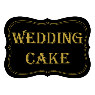 Art Deco Wedding Cake Sign in Brown and Gold