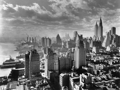 East River Waterfront Manhattan 1931 BW Print