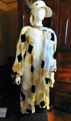 Cream and Black Geometric 1920s Coat and Cloche Hat