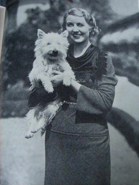 1930s Fashion - tailored day dress, lady with scottie dog