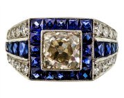 Diamond and Sapphire Art Deco engagement ring. Photo Peter Suchy Jewellers