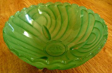 Green Depression Glass Harlequin Bowl