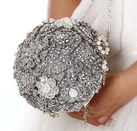 Bridal Bouquet made of Vintage Style Rhinestone Brooches