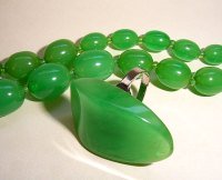 Green Bakelite Beads and ring