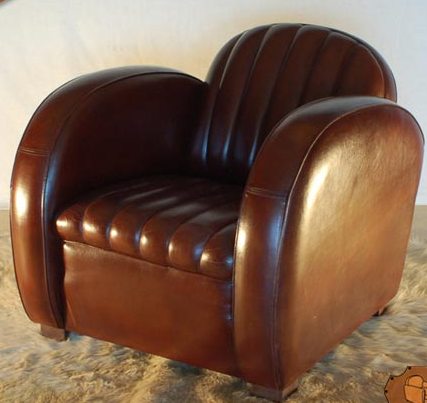 art deco armchair brown leather