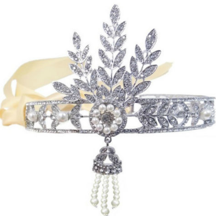 1920s Gatsby Headpiece with Rhinestones and Pearls