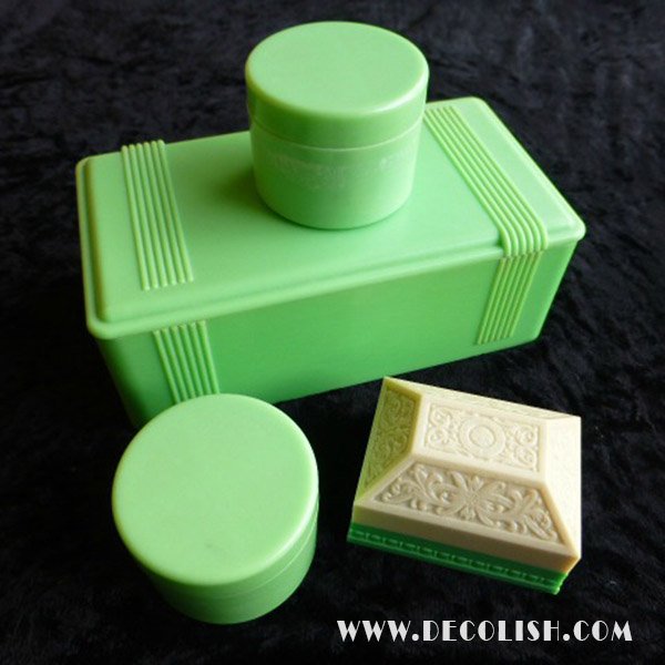 Cream and Green Bakelite Jewelry Boxes