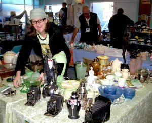 Decolish Owner Lesley Selling Some Art Deco Collectables in a Market