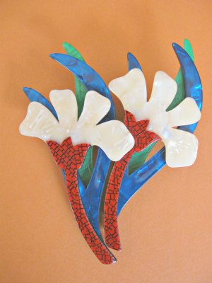 Lea Stein Double Flower Brooch