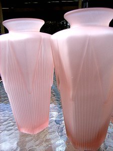 Pink Art Deco Glass Vases