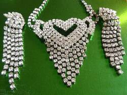Art Deco Diamante Necklace and Earrings