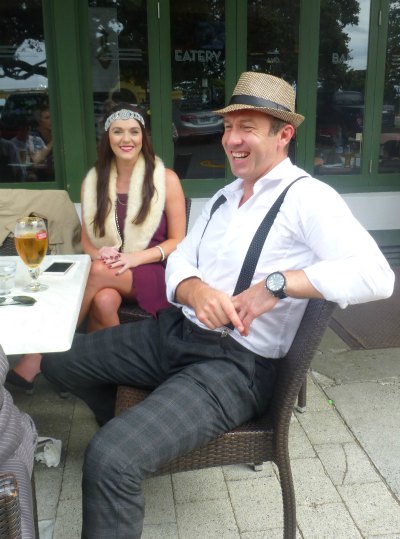 Couple in Art Deco costume at the Masonic Hotel Napier