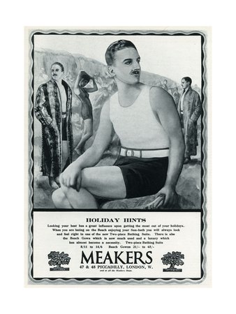 Man in vintage bathing costume 1927