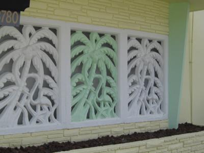 Art Deco detail shows familiar palm tree theme of the period. 