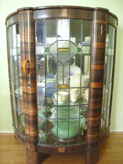 Art deco glass fronted cabinet