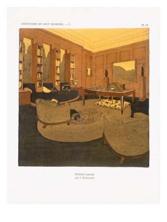 Bureau Salon by Emile Jacques Ruhlmann 1929 Print