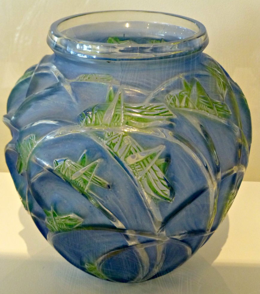 Lalique vase with crickets